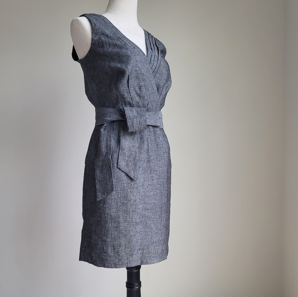 Banana Republic Sheath Dress Gray Linen Sleeveless Career Women, Size 8 - Picture 12 of 13